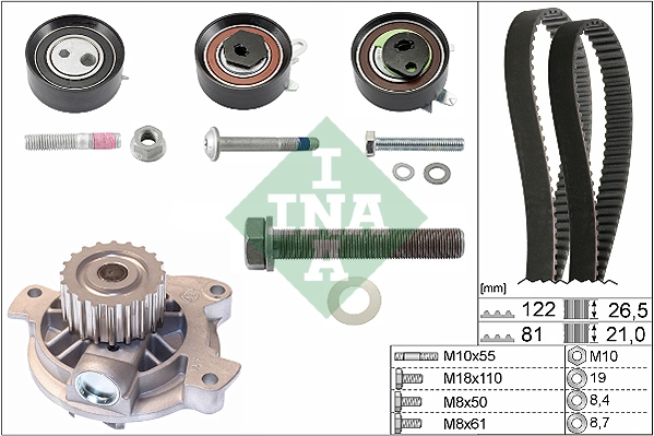 Водяной насос + комплект зубчатого ремня *INA* AUDI, VW |--->530 0483 30 / 530048330 / KP75323XS