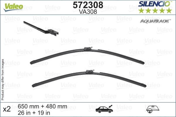 Щетка стеклоочистителя (2шт.) *VALEO* VA308 650/480мм | 572308