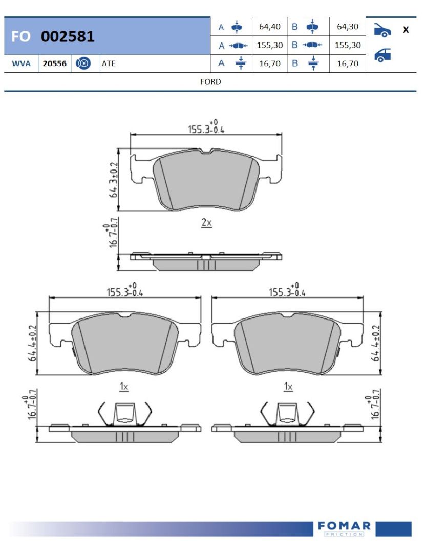 Тор Кол Диск перед. *FOMAR Ford Focus / KUGA |--> FO002581 / 2055601 / GDB2342