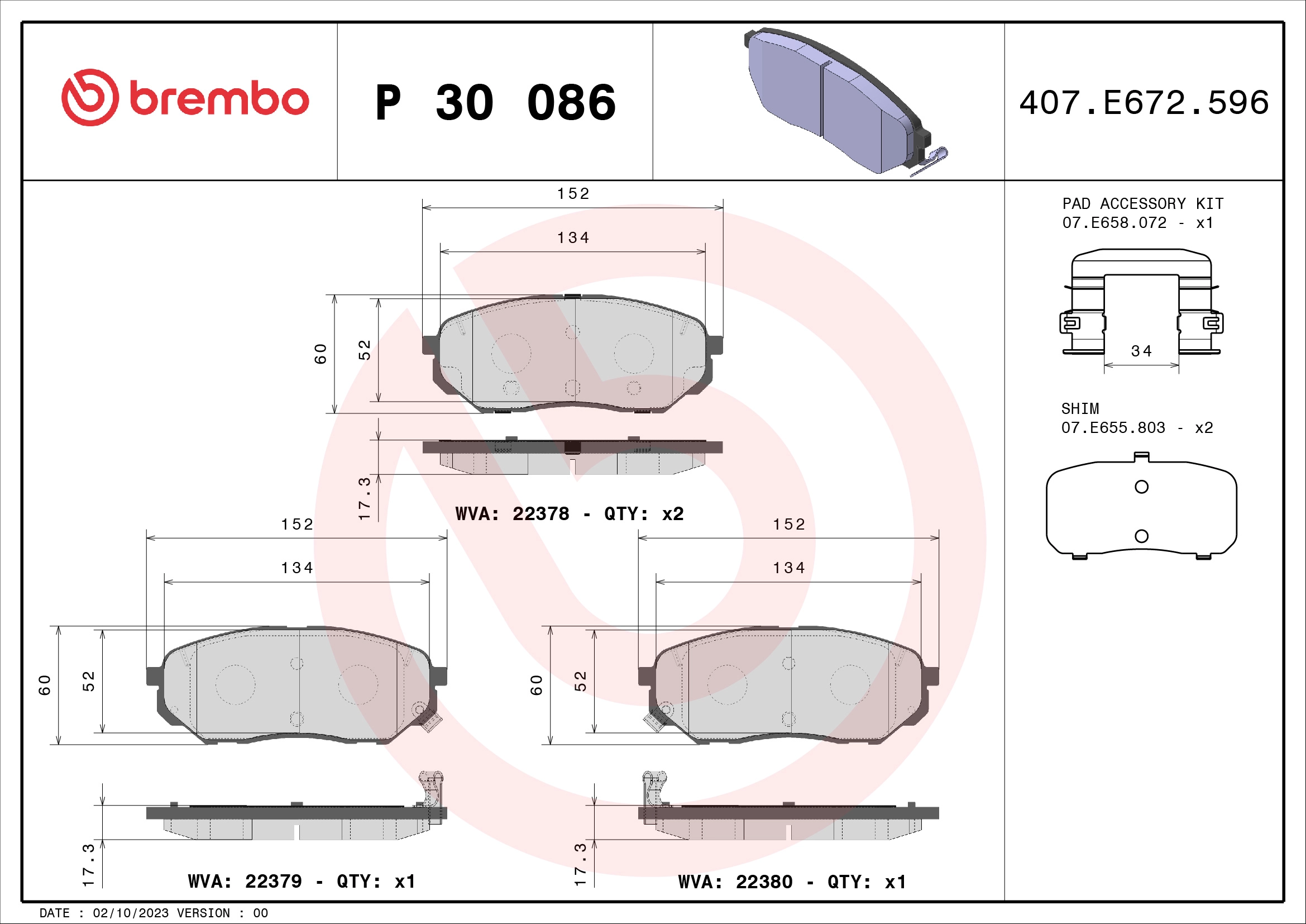 Тор Кол Диск перед *BREMBO* HYUNDAI SANTA FE IV |--->P30086 / P 30 086 / TRW->GDB2136