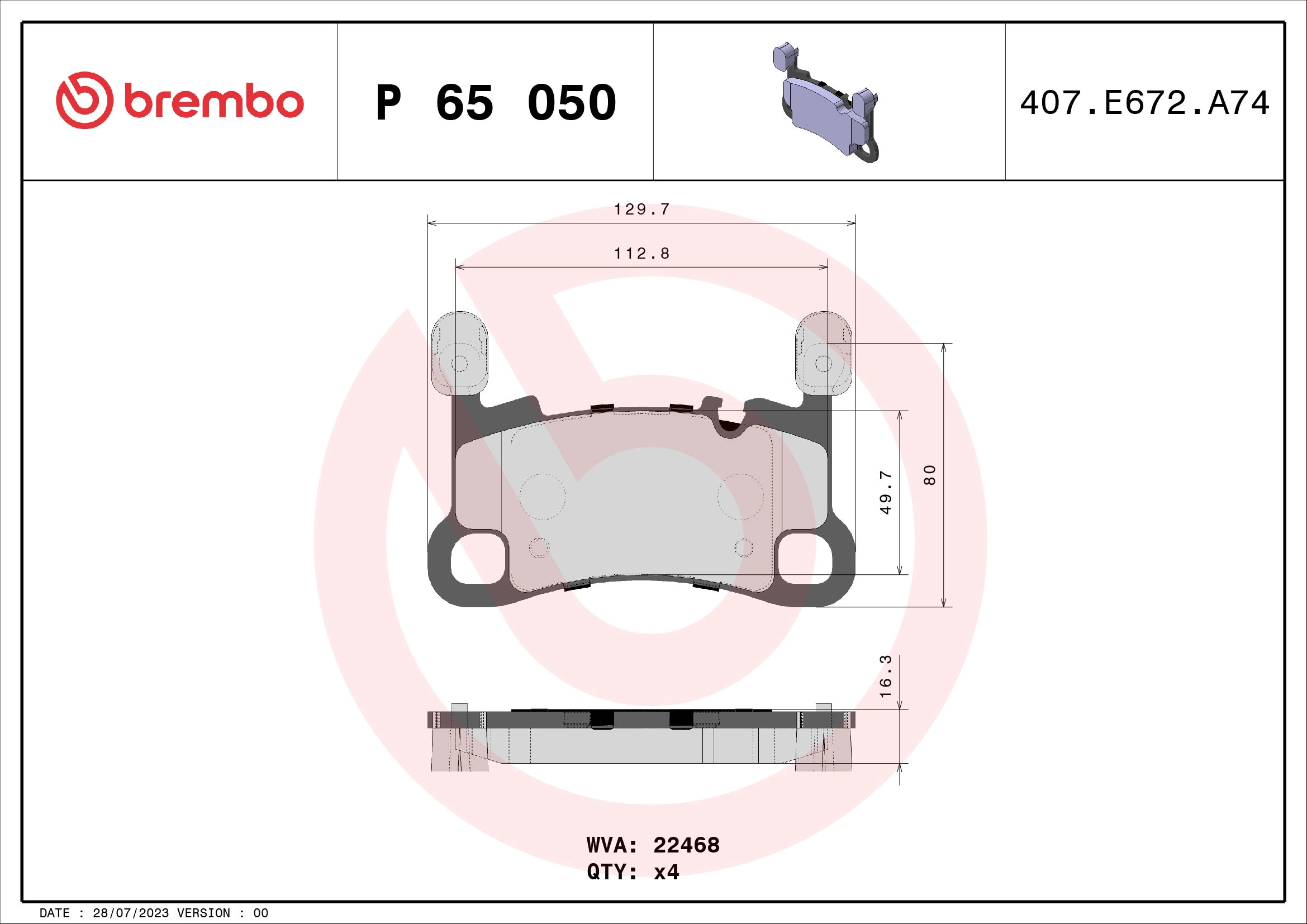 Комплект тормозных колодок, дисковый задн *BREMBO* PORSCHE CAYENNE |-->P65050 / TRW->GDB8252DTE