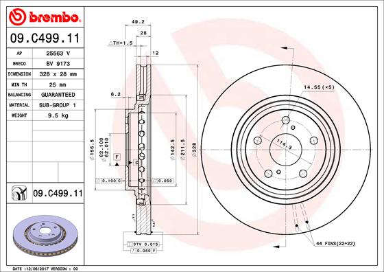 Тормозной Диск перед Лев/Прав (328x28) *BREMBO* LEXUS ES |--->09.C499.11 / TRW - DF6265