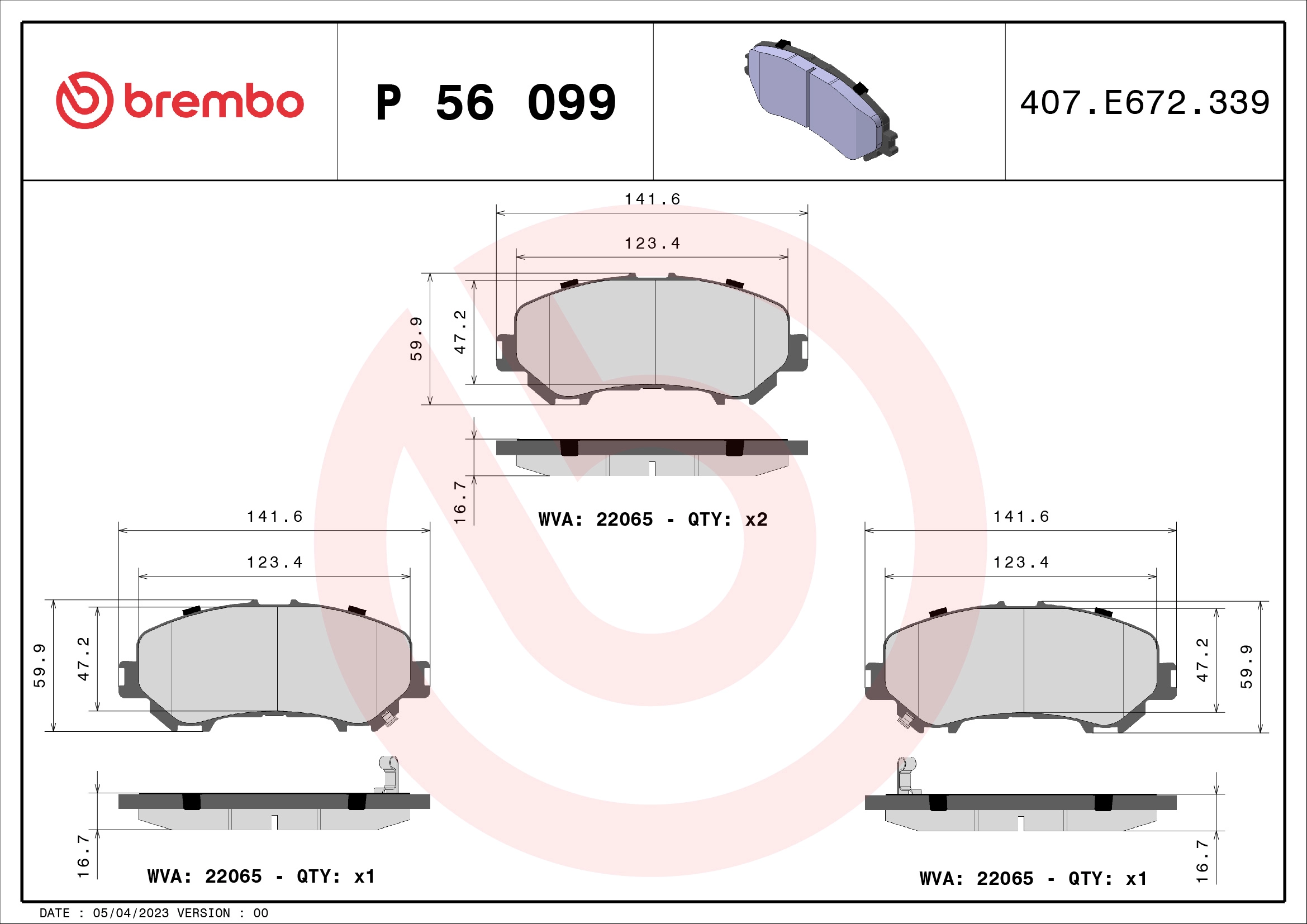 Tормозные колодки пер. *BREMBO* NISSAN QASHQAI II (13->>) |--->P56099 / TRW->GDB3622