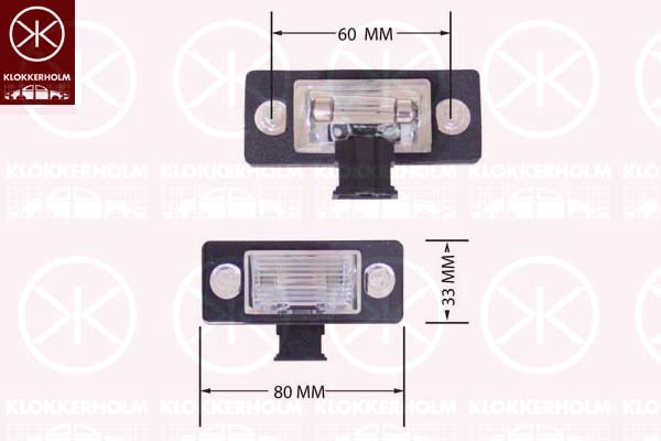 Фонарь освещения номерного знака *KLOKKER* SKODA FABIA I |--->75140850 / TYC 15-0545-00-2